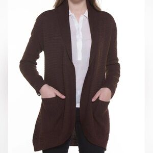 NWT Bonalla Ilian 100% Cashllama Open Ribbed Cardigan in "Dark Brown" Size Small